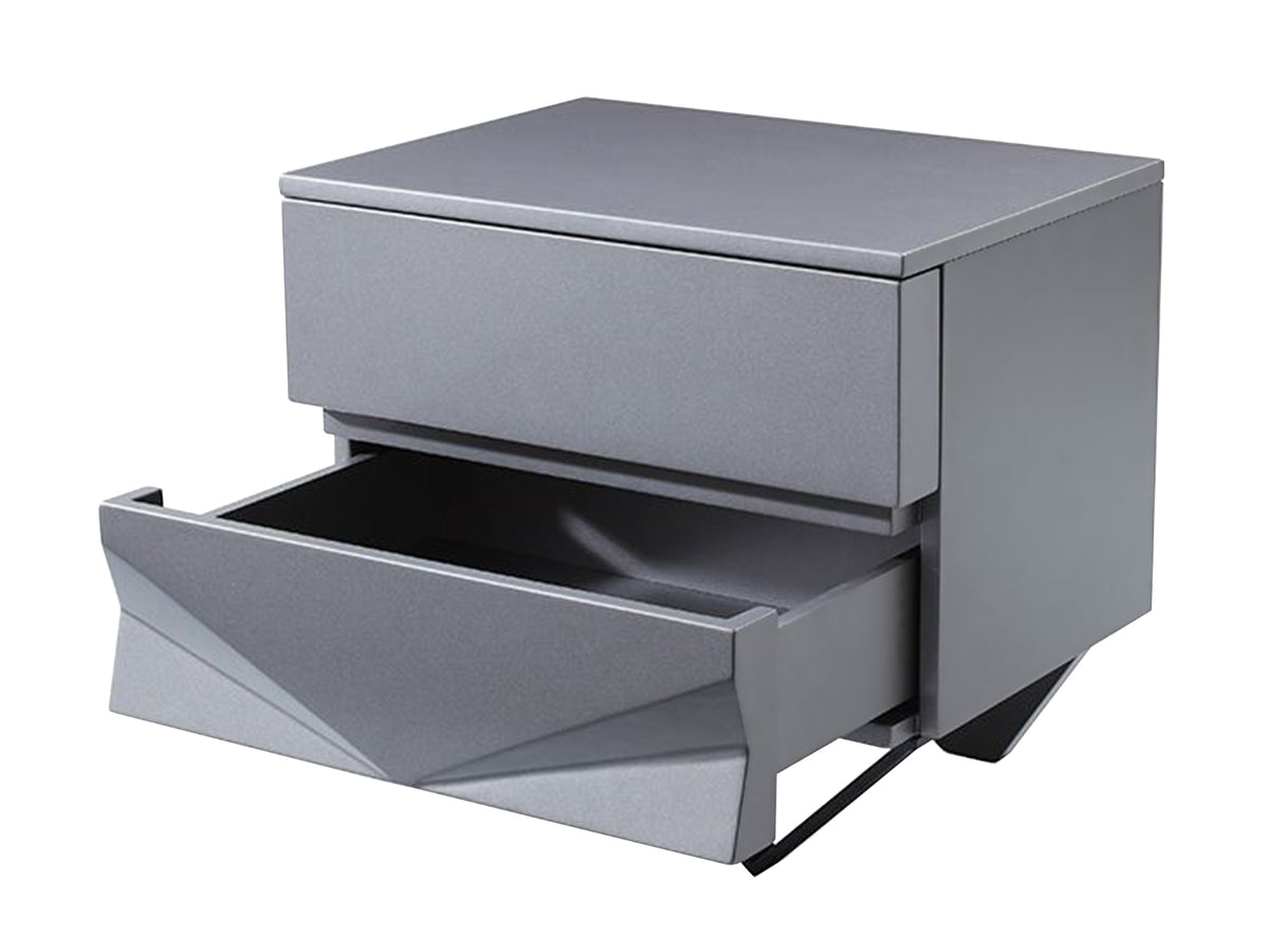 Modrest Duke Modern Grey & Black Gun Chrome Nightstand