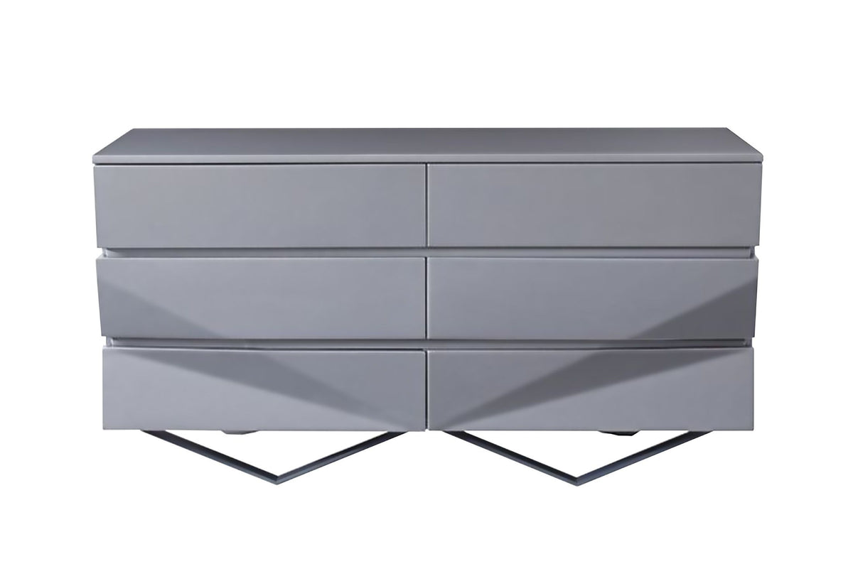 Duke Modern Grey Velvet & Black Gun Chrome 4-Piece Bedroom Set