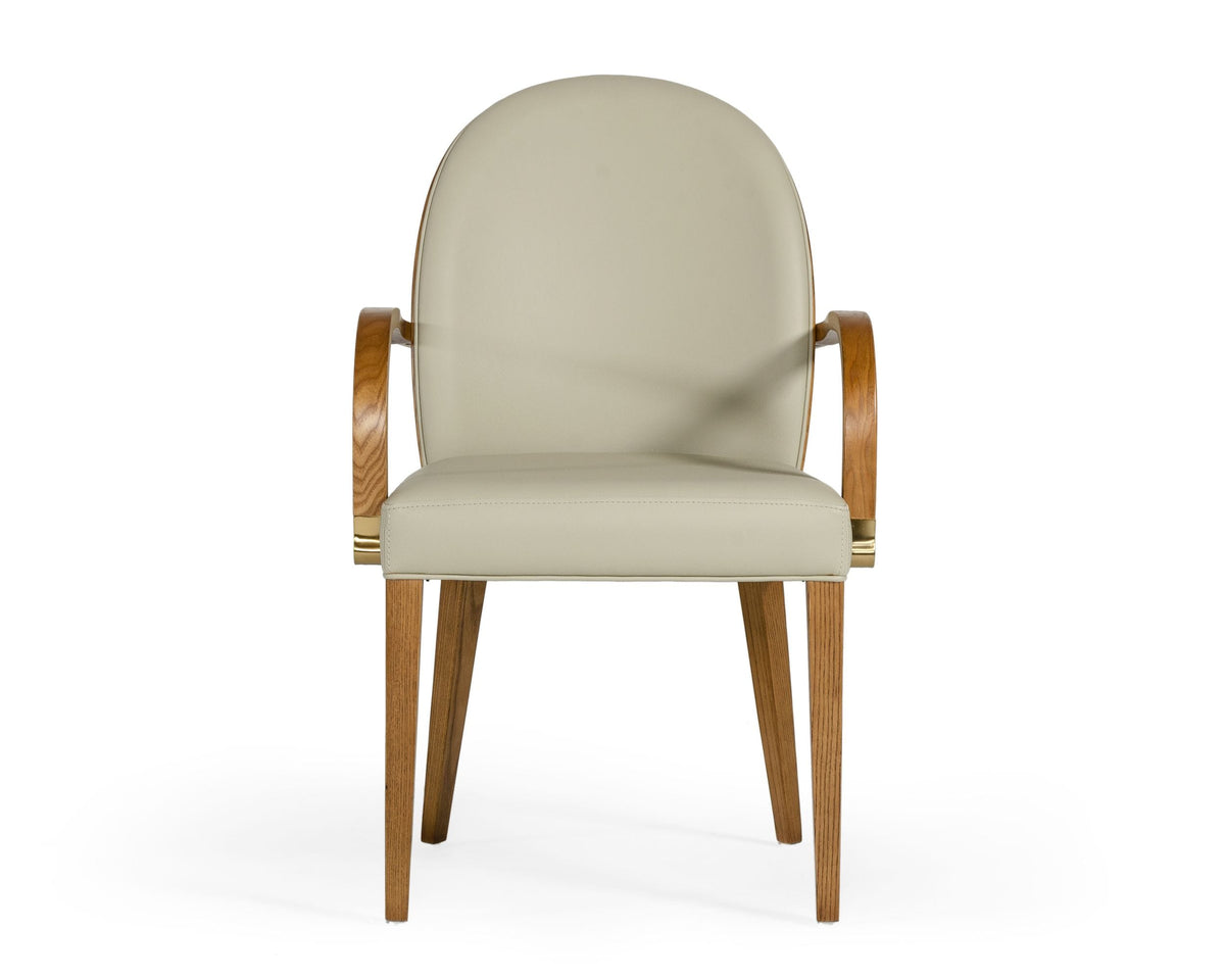 Rexford Modern Beige & Walnut Dining Armchair