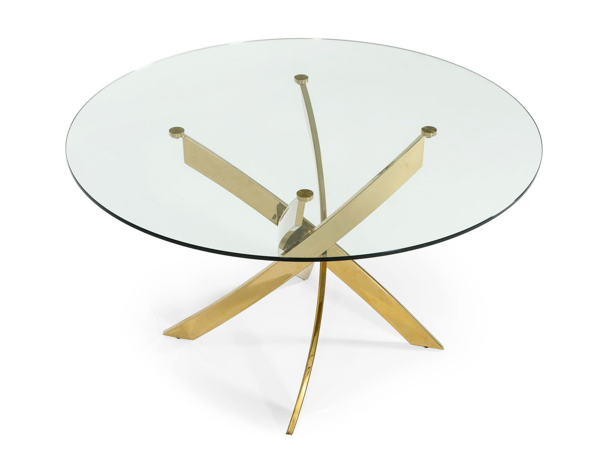 Pyrite Modern Round Glass Dining Table