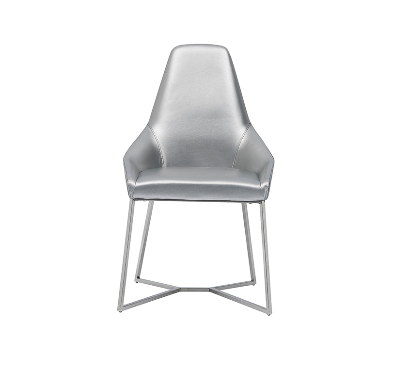 Sarah Modern Pearl Grey Leatherette Dining Chair (Set of 2)