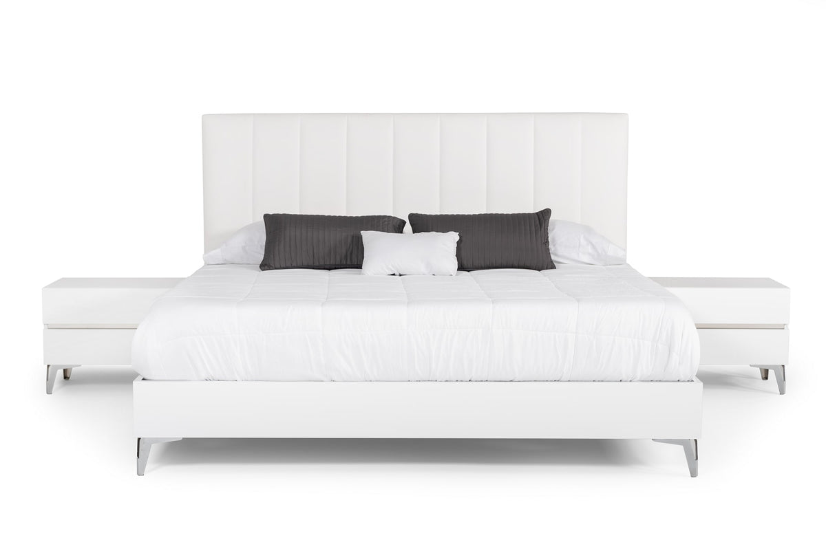 Mielcasa | White Nova Domus Angela Queen Italian White Eco Leather Bed | SKU VGACANGELA-BED-Q | MPN: 75992 | Free Delivery & Free Return
