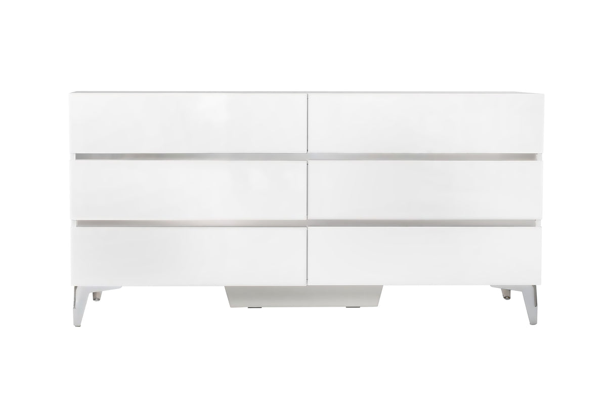 Angela Italian Modern White Eco Leather 4-Piece Bedroom Set