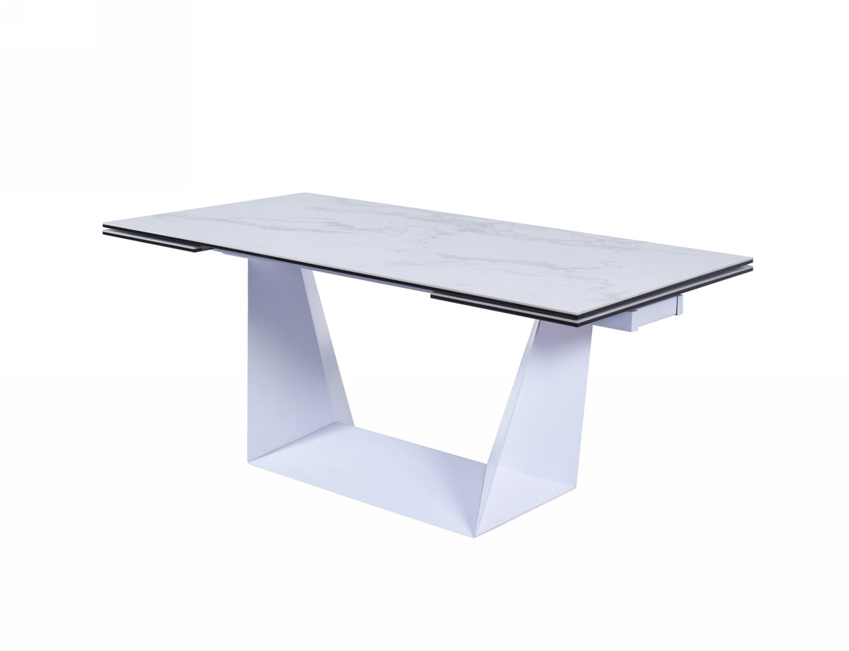 Baldwin Modern White Ceramic Extendable Dining Table