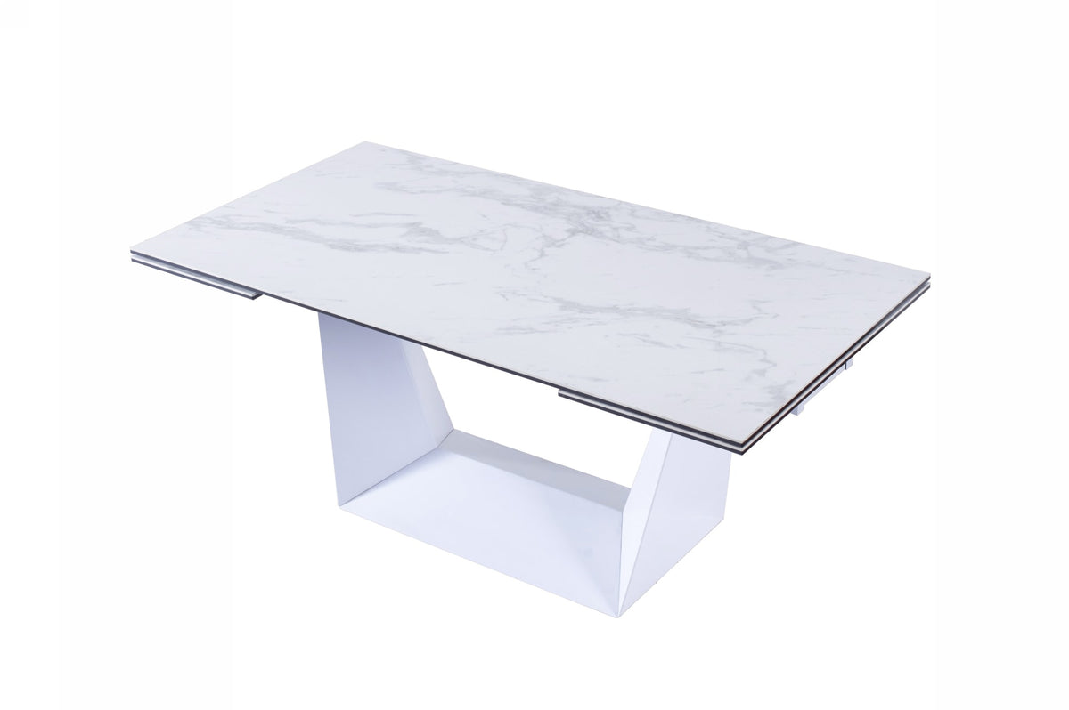 Baldwin Modern White Ceramic Extendable Dining Table