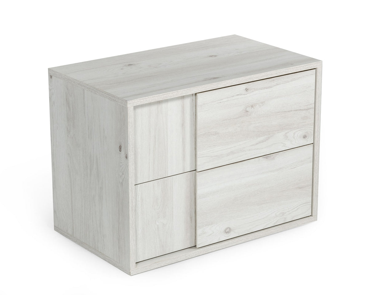 Asus Italian Modern White Washed Oak Nightstand