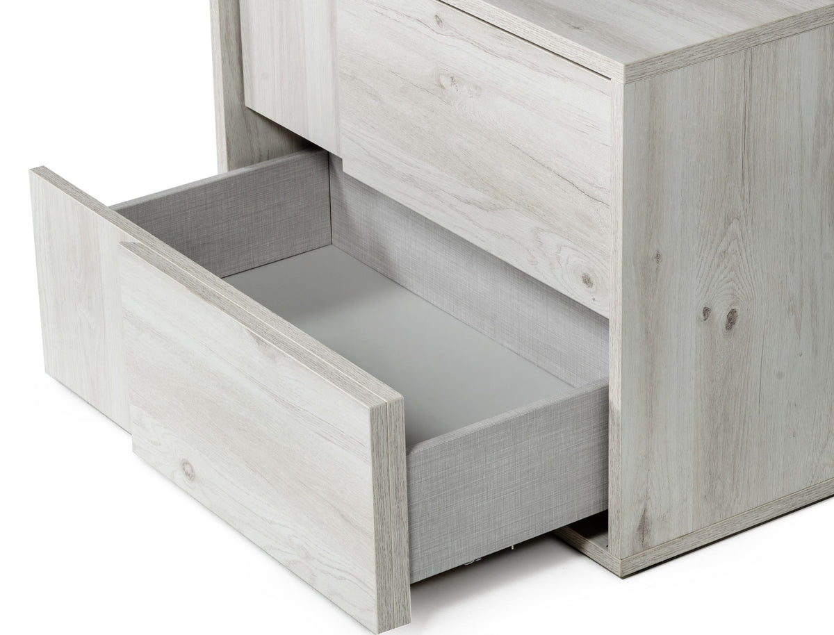 Asus Italian Modern White Washed Oak Nightstand