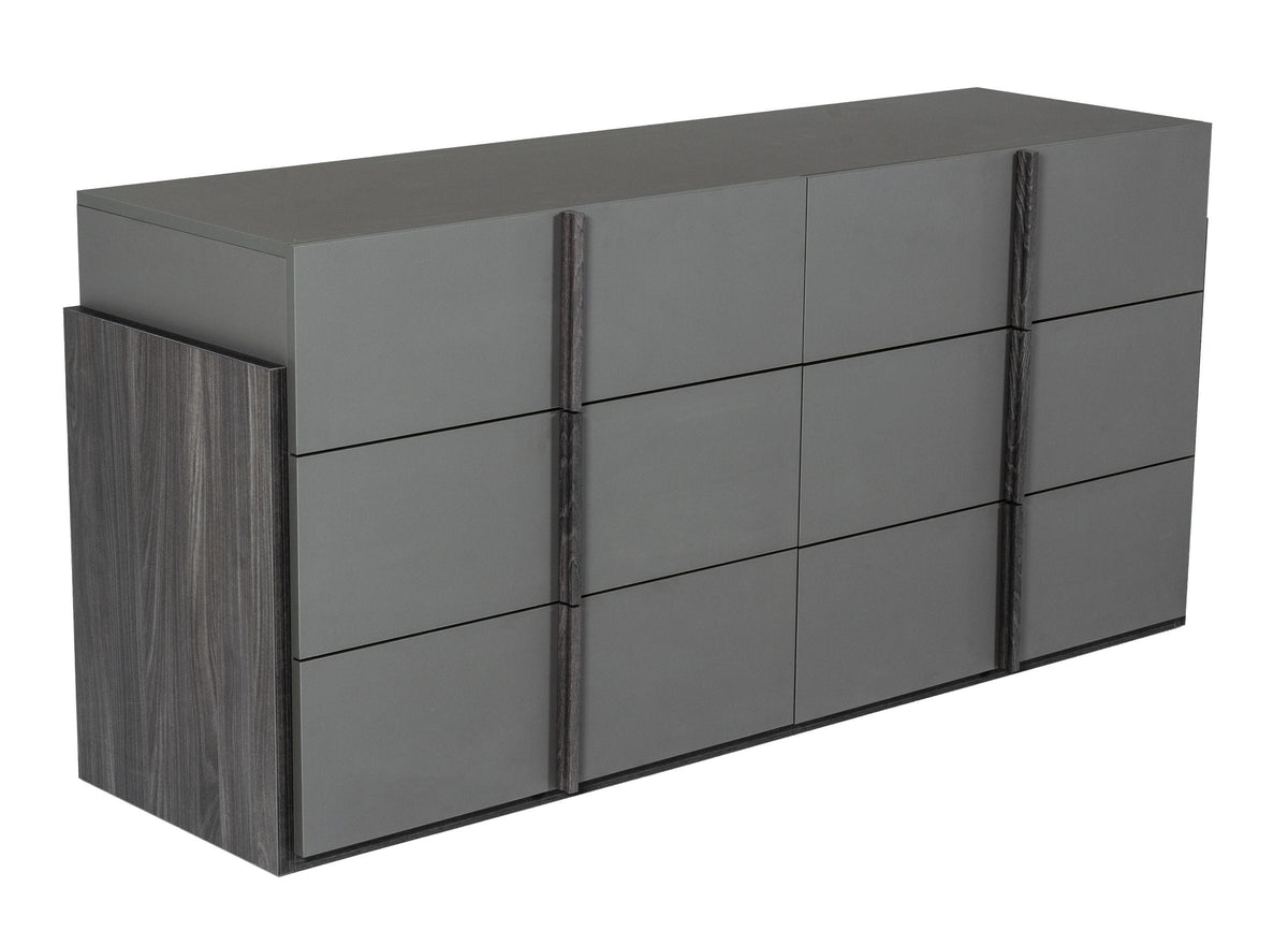 Lucia Italian Modern Elm and Matte Grey Dresser