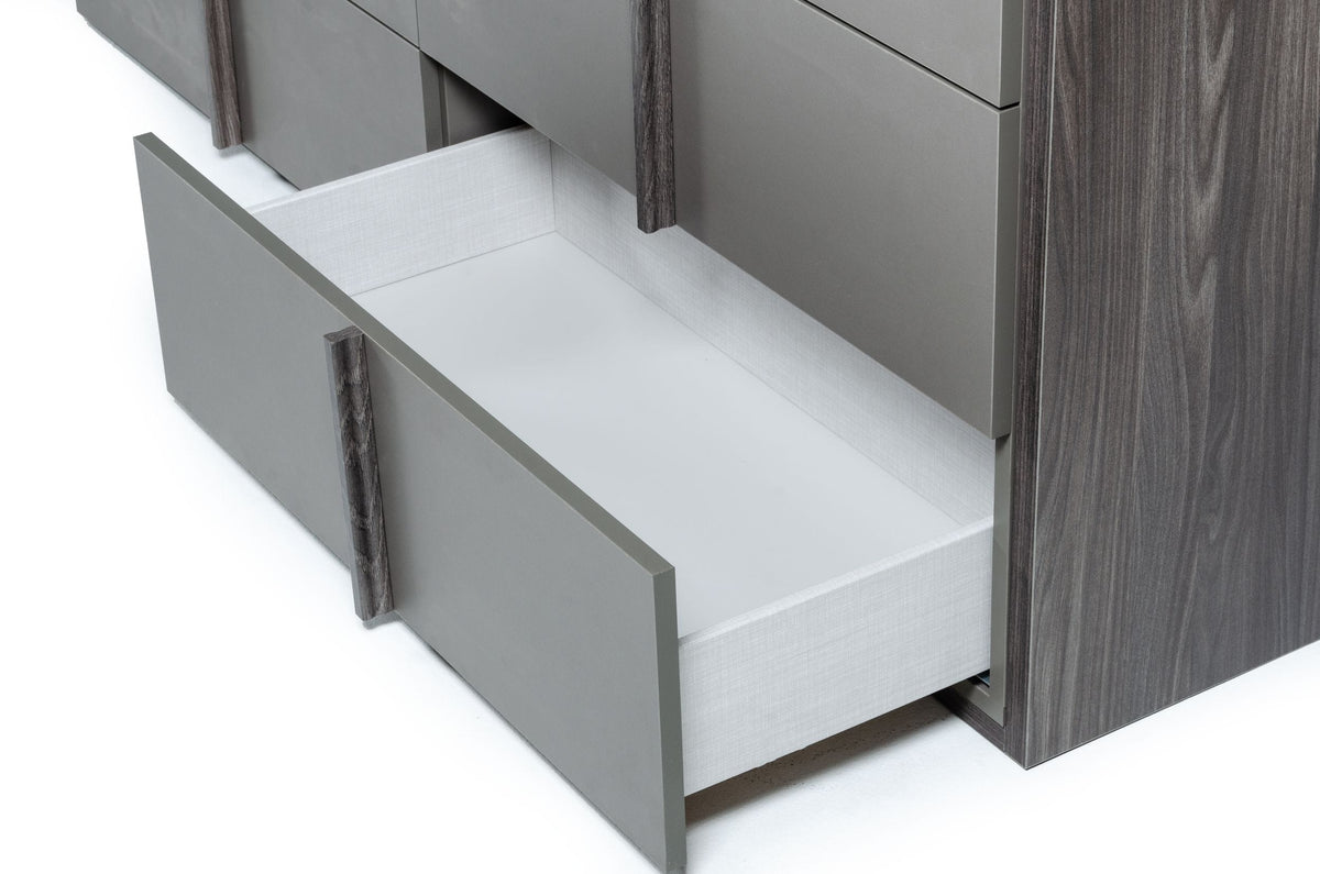 Lucia Italian Modern Elm and Matte Grey Dresser