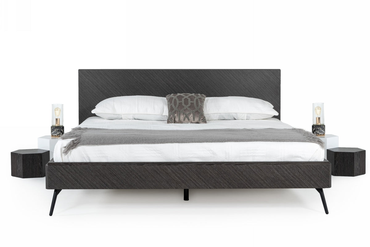Gaige Eastern King Modern Grey Elm Bed