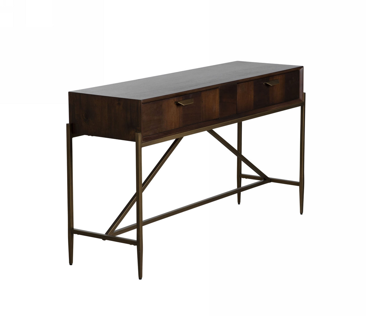 Shane Modern Acacia & Brass Console Table