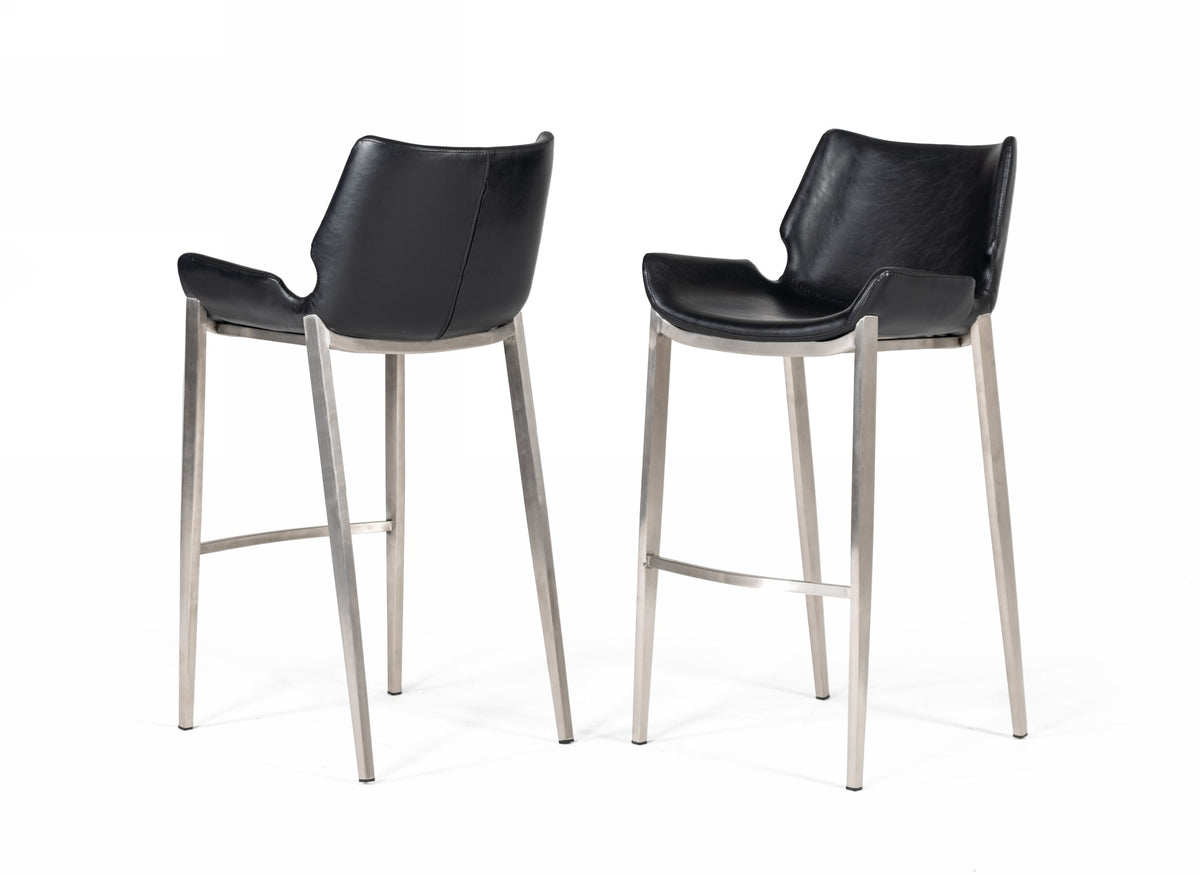 Dave Modern Black Eco-Leather Bar Stool (Set of 2)