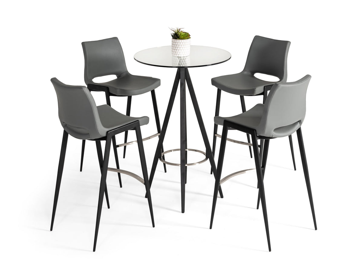 Dallas Clear Glass and Black Metal Bar Table