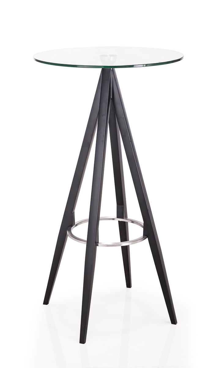 Dallas Clear Glass and Black Metal Bar Table