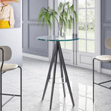 Dallas Clear Glass and Black Metal Bar Table