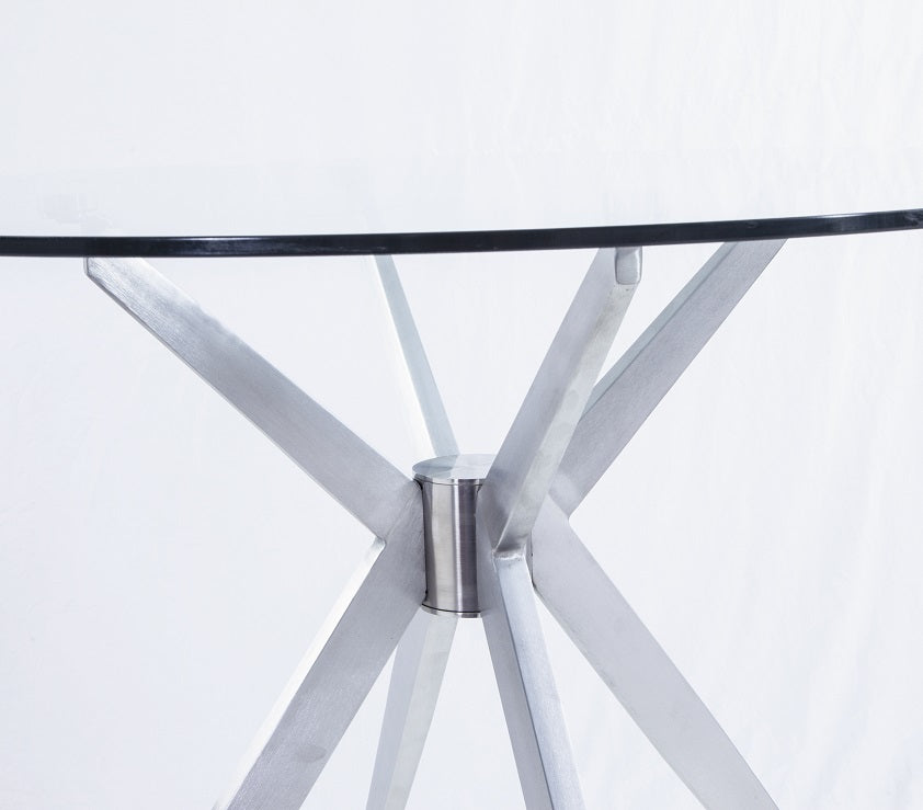 Dallas Modern Brushed Stainless Steel Dining Table