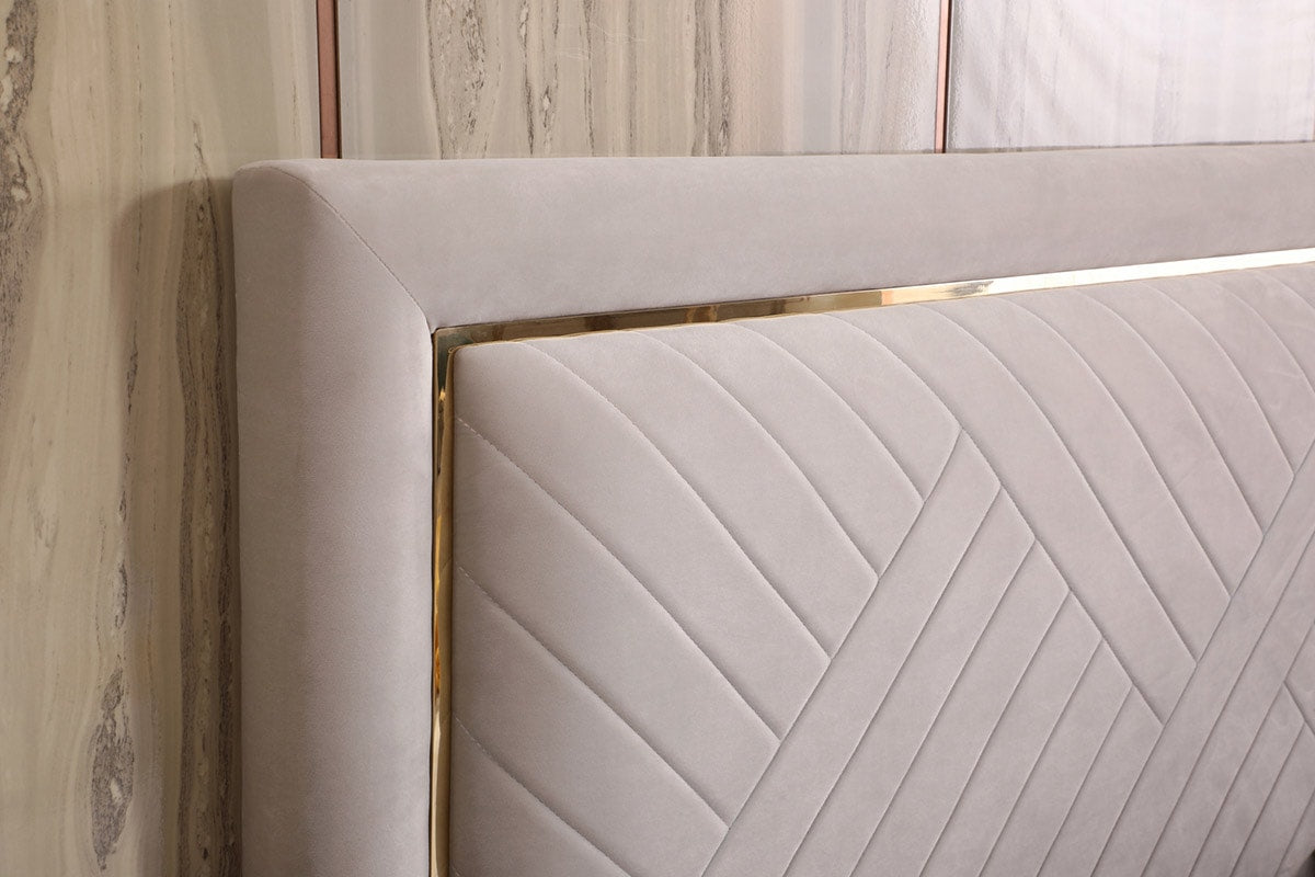 Corrico Modern Off White and Champagne Gold Bedroom Set