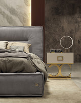 Hollywood Italian Contemporary Grey Leather Bed