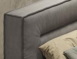 Hollywood Italian Contemporary Grey Leather Bed