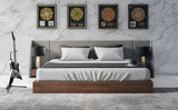 Janice Modern Grey Fabric and Walnut Bed and Nightstands