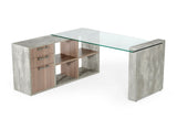 Boston Modern Glass & Faux Concrete Reversible Desk