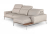 Villeneuve Italian Modern Light Grey Leather Right Facing Sectional Sofa