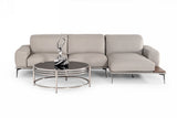 Villeneuve Italian Modern Light Grey Leather Right Facing Sectional Sofa