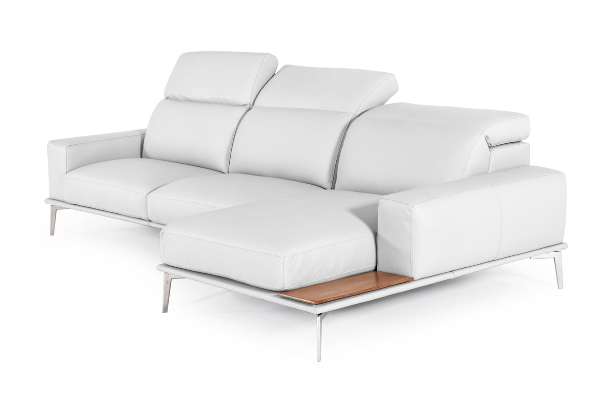 Villeneuve Modern White Italian Leather Sectional Sofa