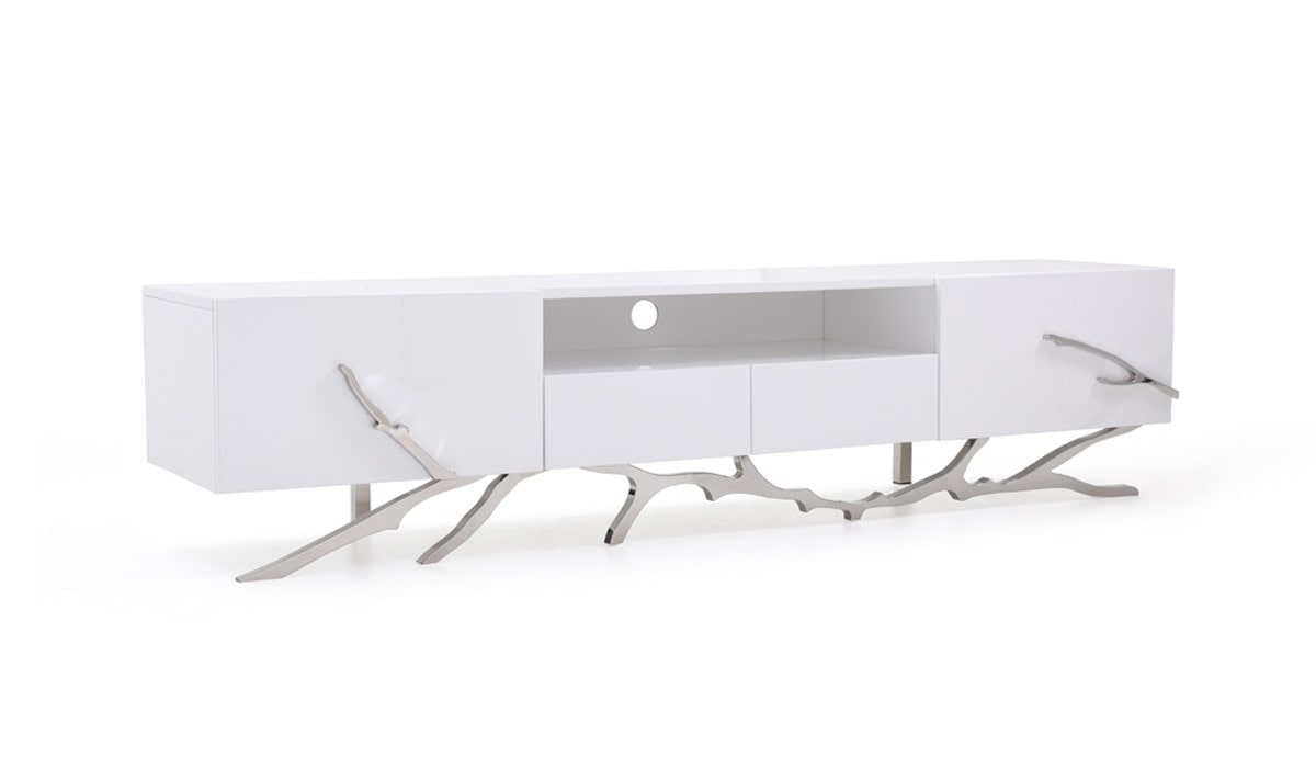 Legend 87"-Wide Modern White TV Stand