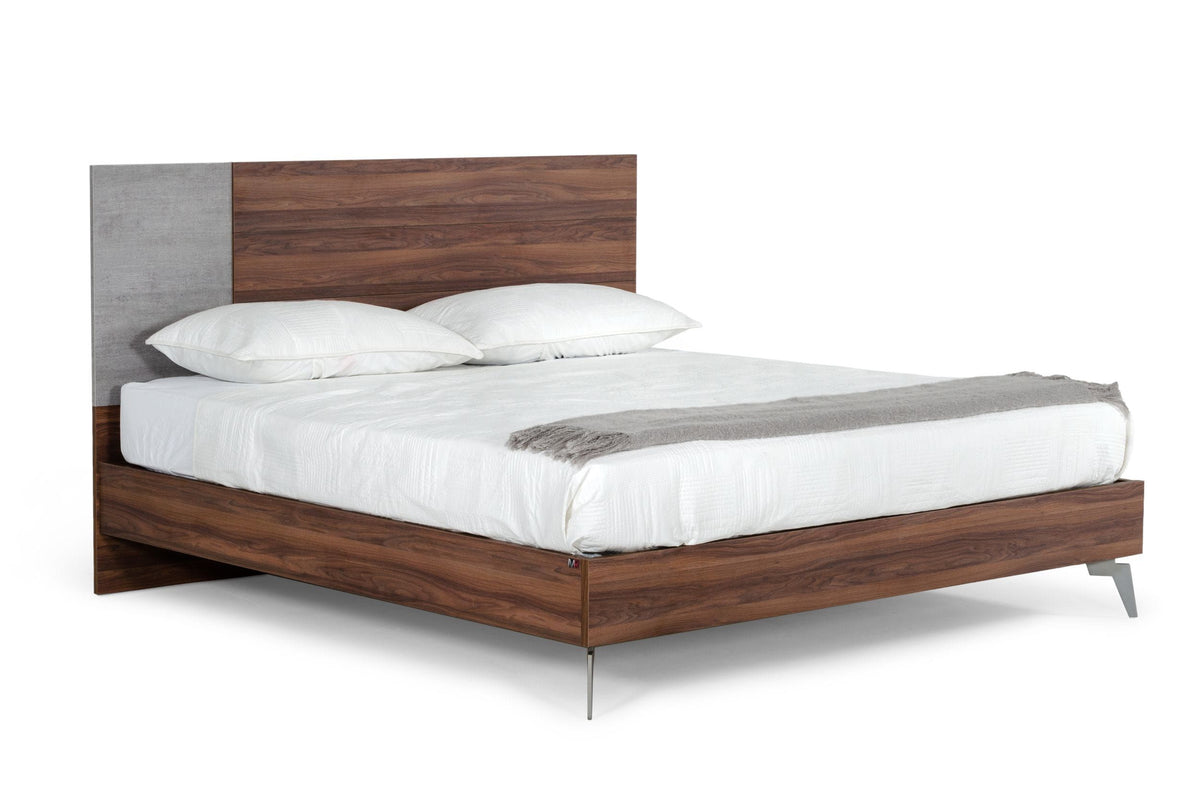 Palermo Italian Modern Faux Concrete & Walnut Bedroom Set