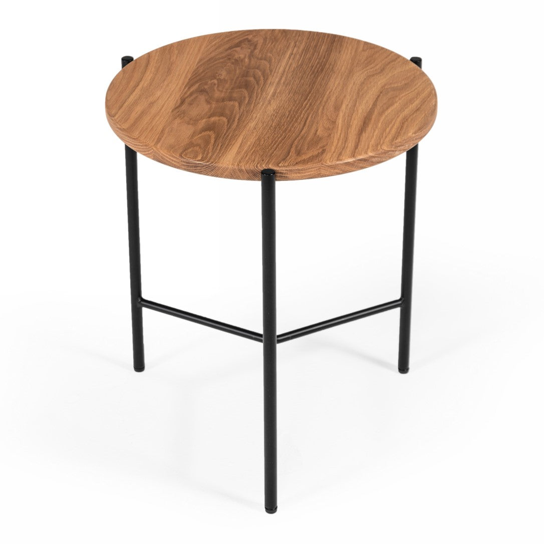 Bacone Industrial Oak and Black Iron End Table