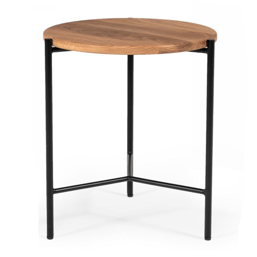 Bacone Industrial Oak and Black Iron End Table