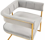 Bavaria Modern Light Grey Fabric + Gold Accent Chair