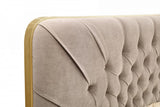 Moontide Glam Beige Velvet and Brushed Brass Bedroom Set