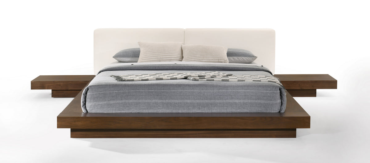 Tokyo Eastern King Contemporary Walnut and White Platform Bed