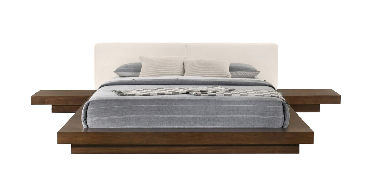 Tokyo Contemporary Walnut and White Platform Bed