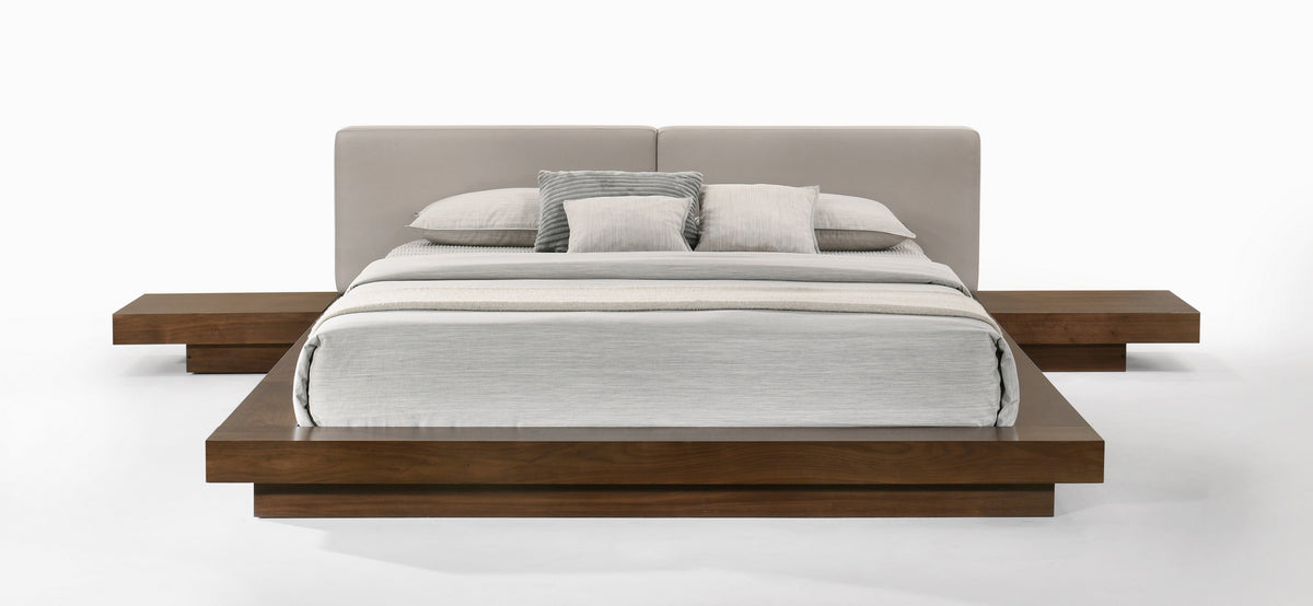 Tokyo Queen Contemporary Walnut and Grey Platform Bed