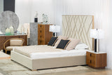 Eldora Glam Beige Velvet and Brushed Brass Bed