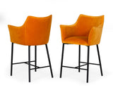 Exodus Modern Orange Velvet Counter Stool