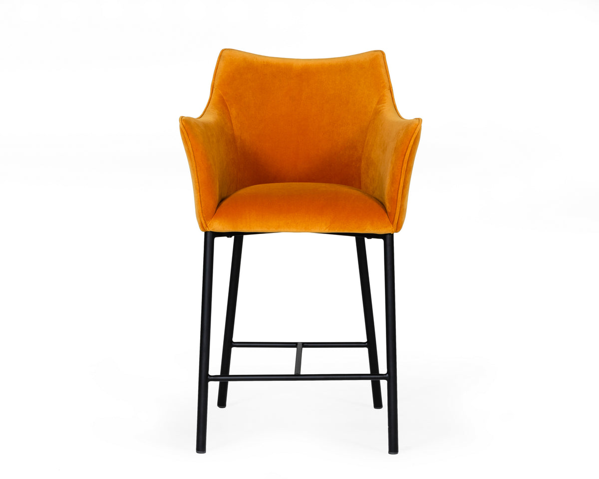 Exodus Modern Orange Velvet Counter Stool
