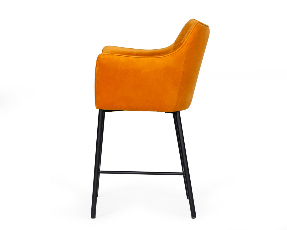 Exodus Modern Orange Velvet Counter Stool