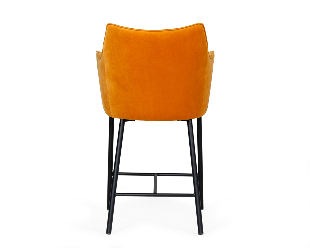 Exodus Modern Orange Velvet Counter Stool