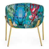 Falco Contemporary Floral Velvet and Gold Accent Chair