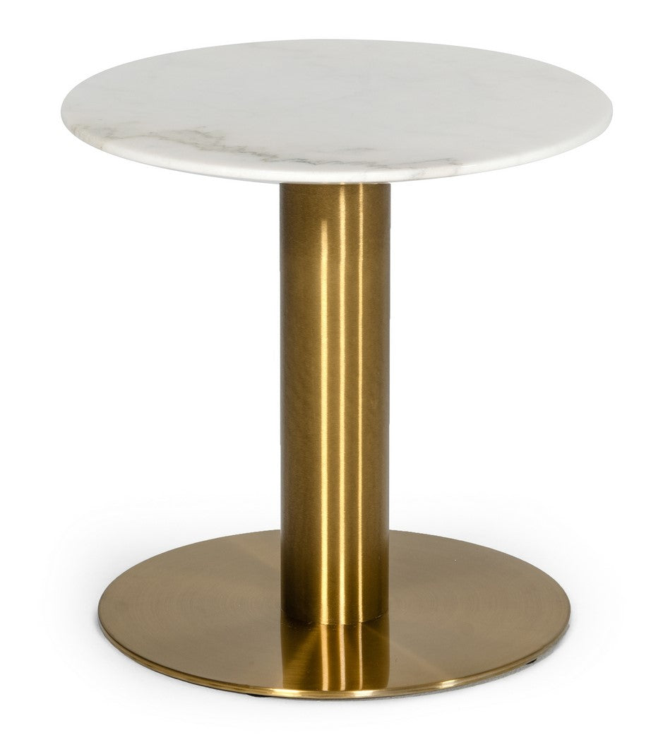 Fairway Glam White Marble and Brushed Gold End Table
