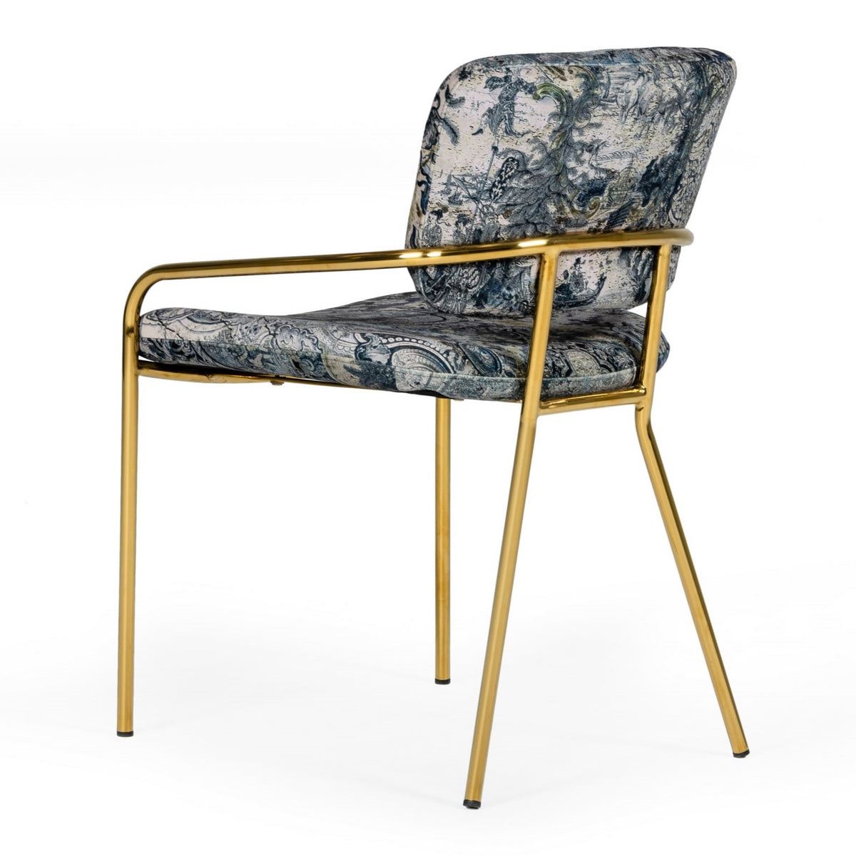 Farnon Modern Patterned Velvet and Gold Dining Chair
