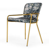 Farnon Modern Patterned Velvet and Gold Dining Chair