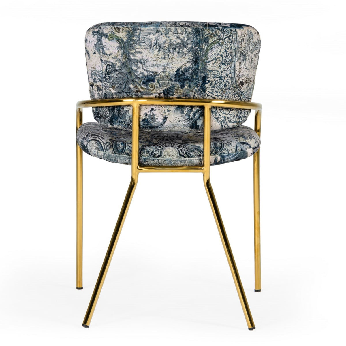 Farnon Modern Patterned Velvet and Gold Dining Chair