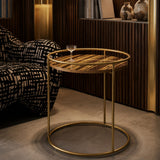 Gilcrest Glam Brown and Gold Marble End Table