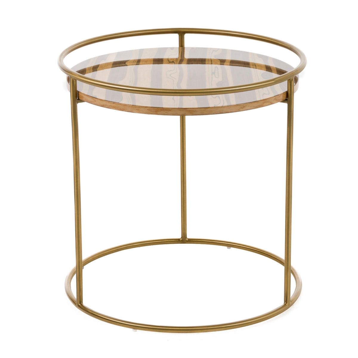 Gilcrest Glam Brown and Gold Marble End Table