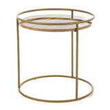 Gilcrest Glam Brown and Gold Marble End Table
